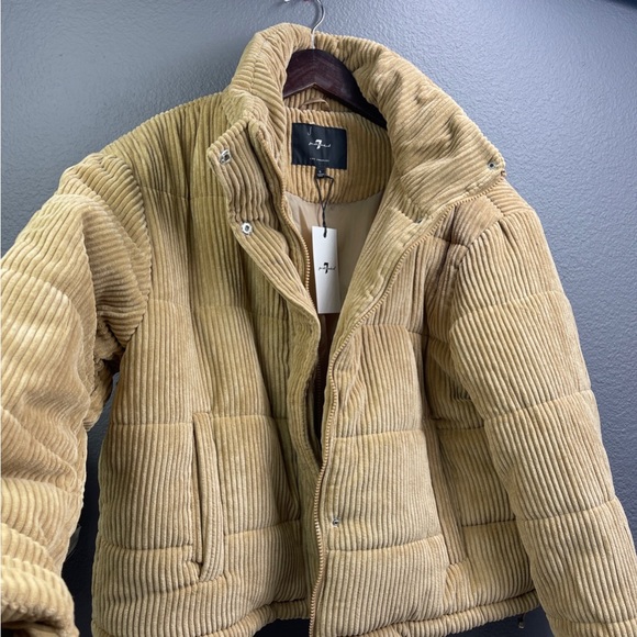 7 for all mankind corduroy puffer brown jacket winter brown - Picture 2 of 11